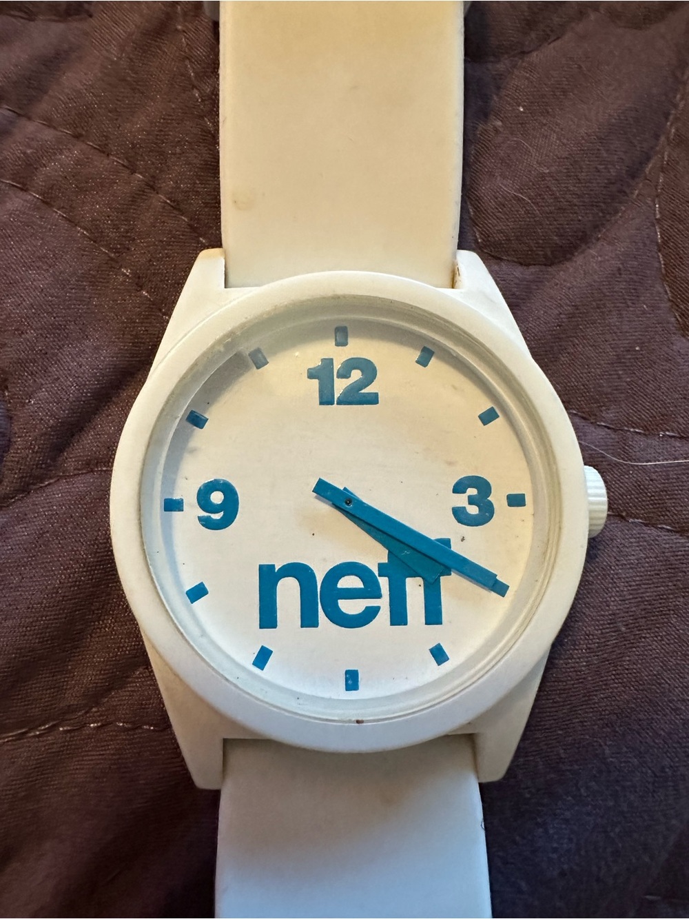 Neff White and Blue Silicone Watch 43mm